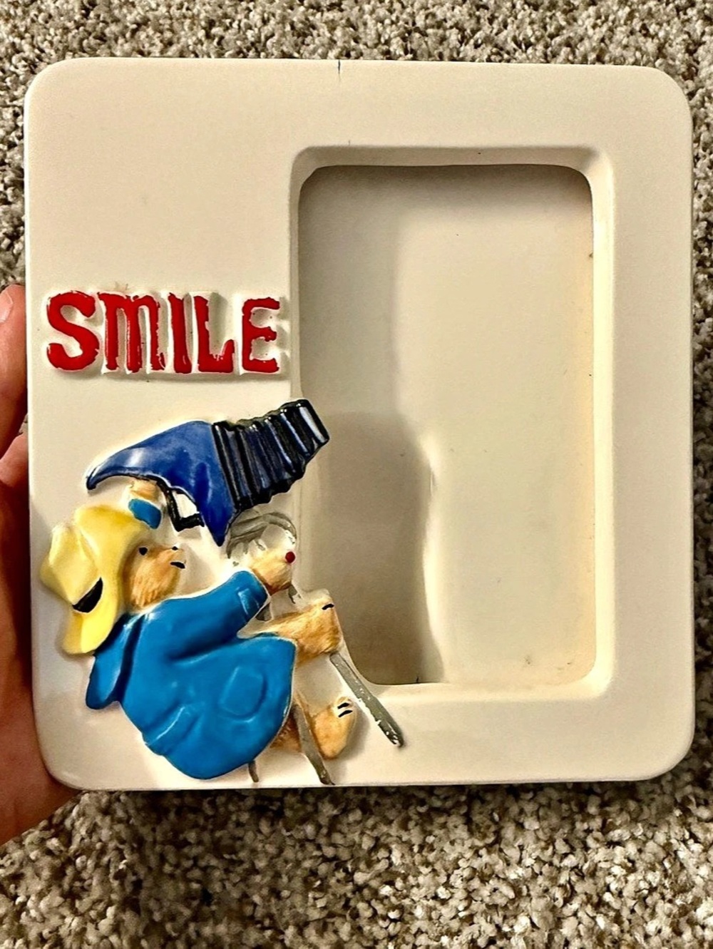 Very Rare Vtg 1987 Paddington Bear “Smile” Graphic Ceramic Picture Frame Kidcore